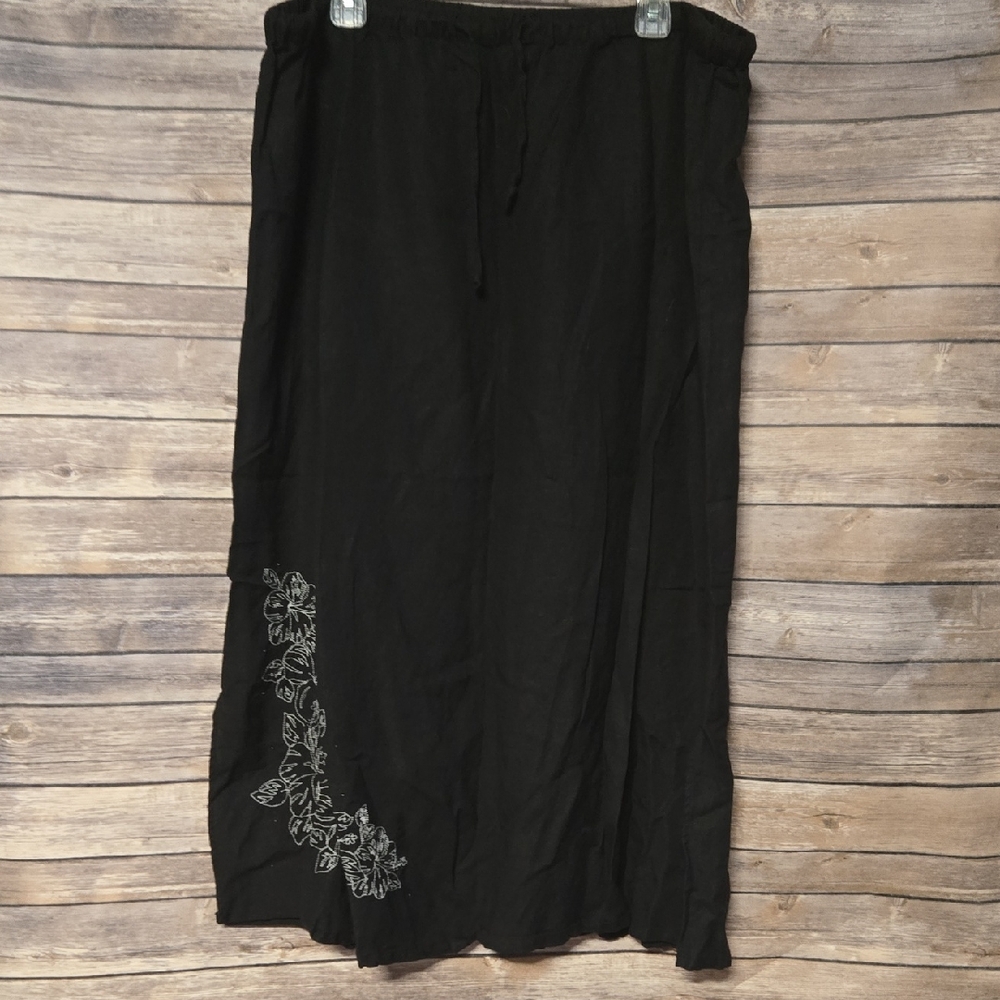 Islander Black Maxi Skirt with Embellishments